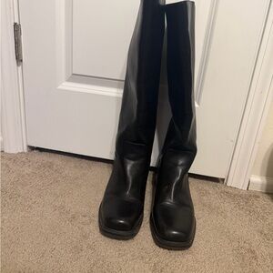 Black Knee-High Leather Boots